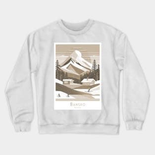 Vintage Retro Minimal Travel Sepia-Toned Bansko Ski Resort Crewneck Sweatshirt